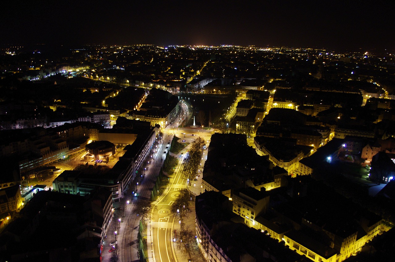 Nantes, Vaizdas Iš Viršaus, Naktis, Gatves, Nemokamos Nuotraukos,  Nemokama Licenzija