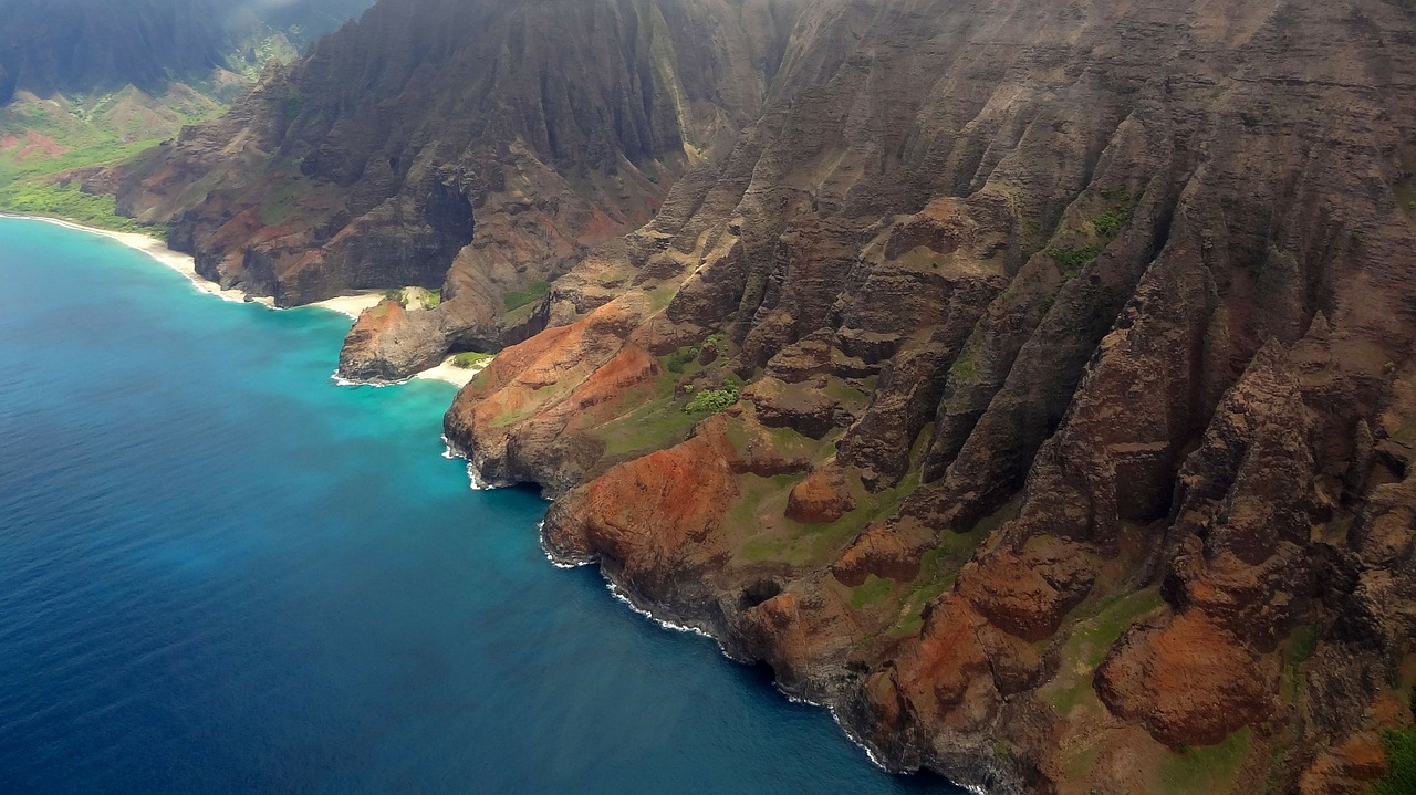 Napali Pakrantė, Hawaii, Kauai, Vandenynas, Sraigtasparnio Vaizdas, Gražus, Kraštovaizdis, Jūra, Nemokamos Nuotraukos,  Nemokama Licenzija