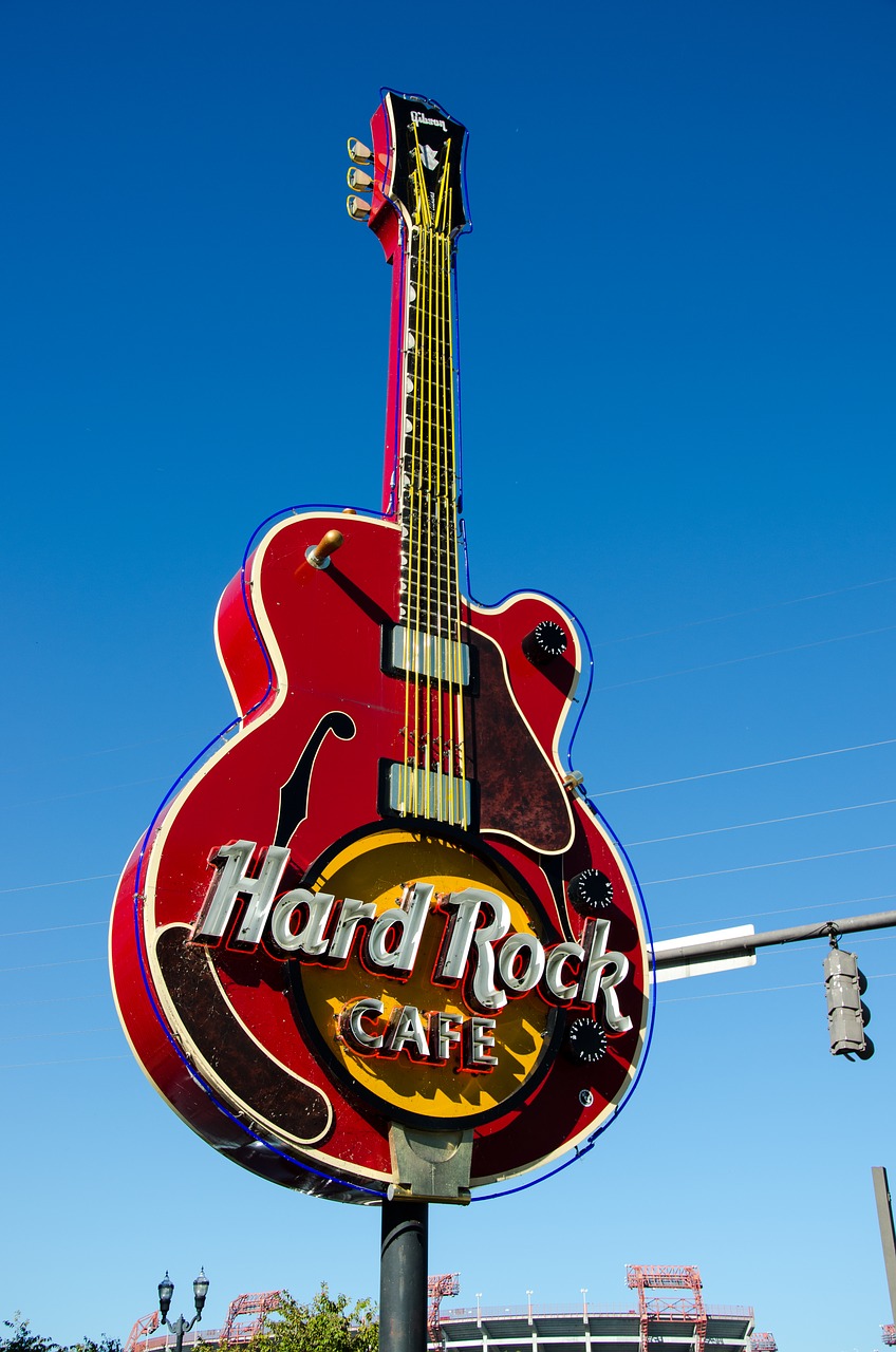 Našvilis, Usa, Amerikietis, Tennesse, Gitara, Hard Rock Cafe, Skydas, Neonas, Nemokamos Nuotraukos,  Nemokama Licenzija