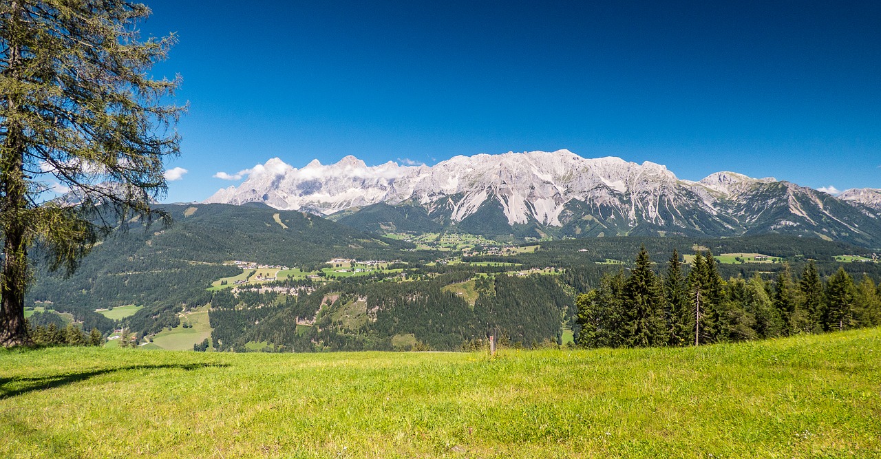 Gamta, Dachsteinas, Austria, Kalnai, Kraštovaizdis, Alpių, Žygis, Dangus, Ledynas, Mėlynas