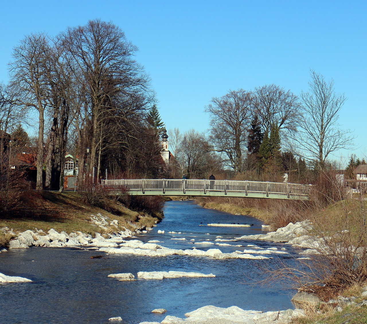 Gamta, Vaizdas, Tiltas, Pėsčiųjų, Pėsčiųjų Tiltas, Pervedimas, Perėjimas, Ryšys, Bankas, Upė