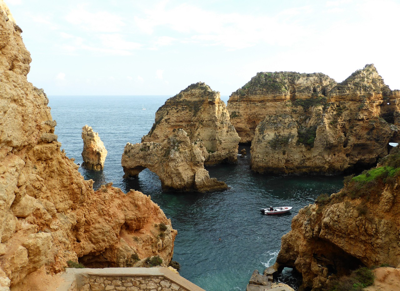 Gamta, Akmenys, Kranto, Portugal, Algarve, Įlanka, Jūra, Vaizdas, Vanduo, Nemokamos Nuotraukos