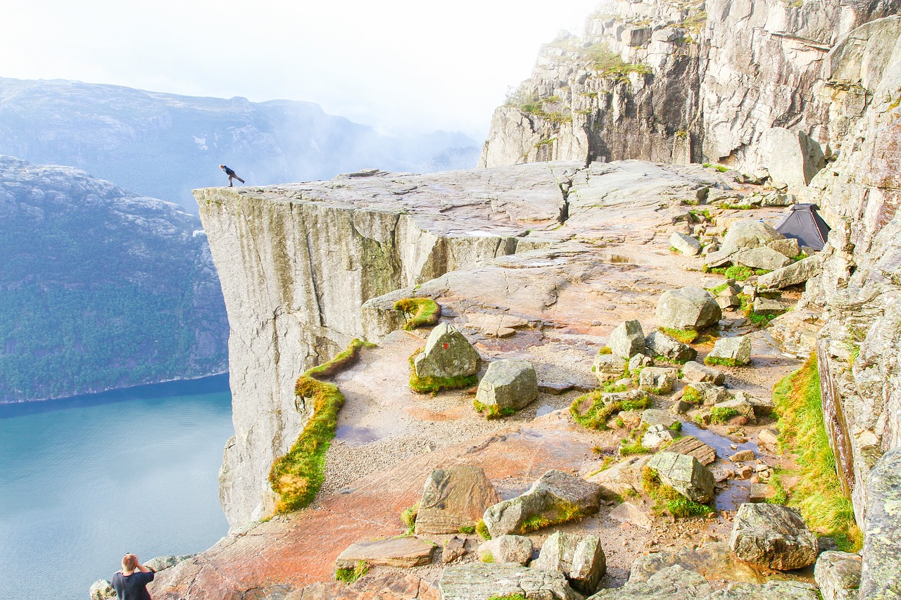 Gamta, Rokas, Kraštovaizdis, Kelionė, Norvegija, Preikestolen, Rūkas, Kalnas, Vaizdas, Nuotykis