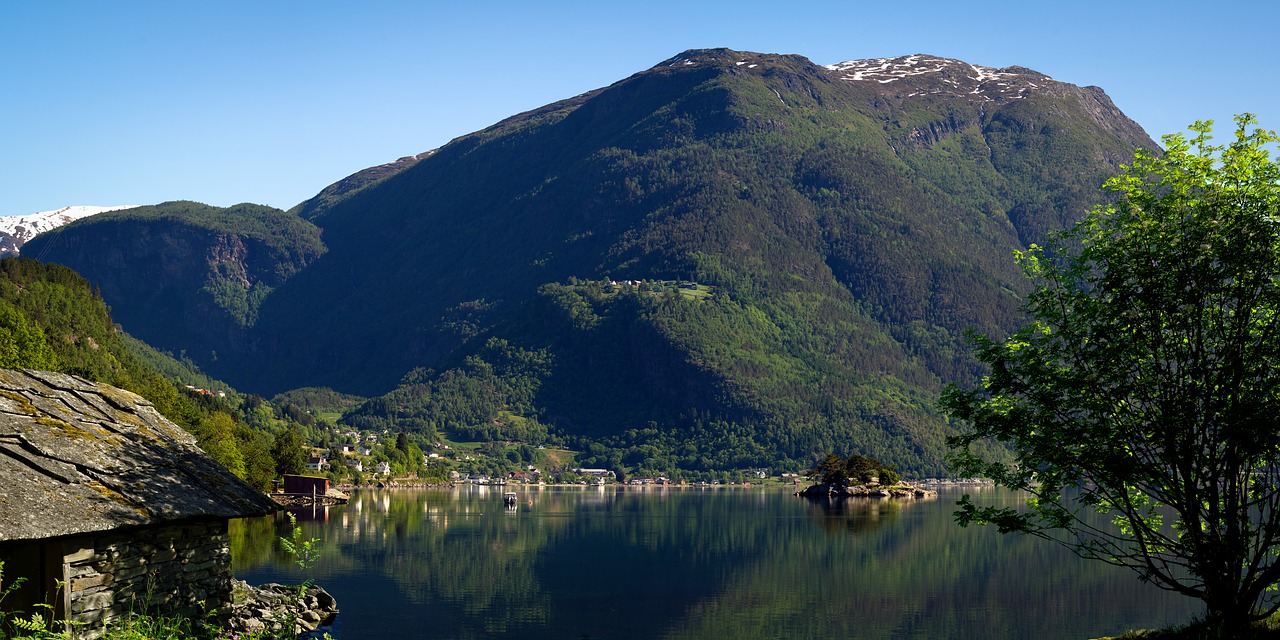 Pobūdį,  Panoraminis,  Kalnų,  Kelionė,  Vandens,  Fjord,  Sognefjord,  Dale,  Blizgesys,  Norvegija