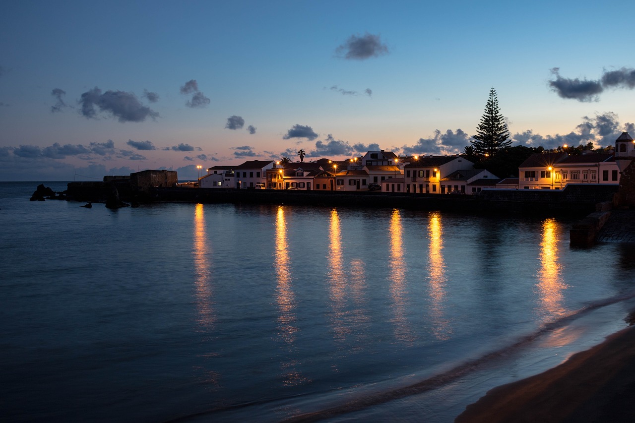 Pobūdį,  Kraštovaizdis,  Twilight,  Vandenynas,  Mar,  Papludimys,  Bay,  Naktis,  Žibintai,  Porto Pim