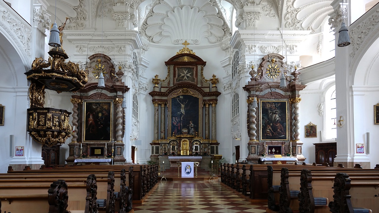 Nave, Bažnyčios Pews, Altorius, Katalikų, Altötting, Bavarija, Vokietija, Lankytinos Vietos, Nemokamos Nuotraukos,  Nemokama Licenzija