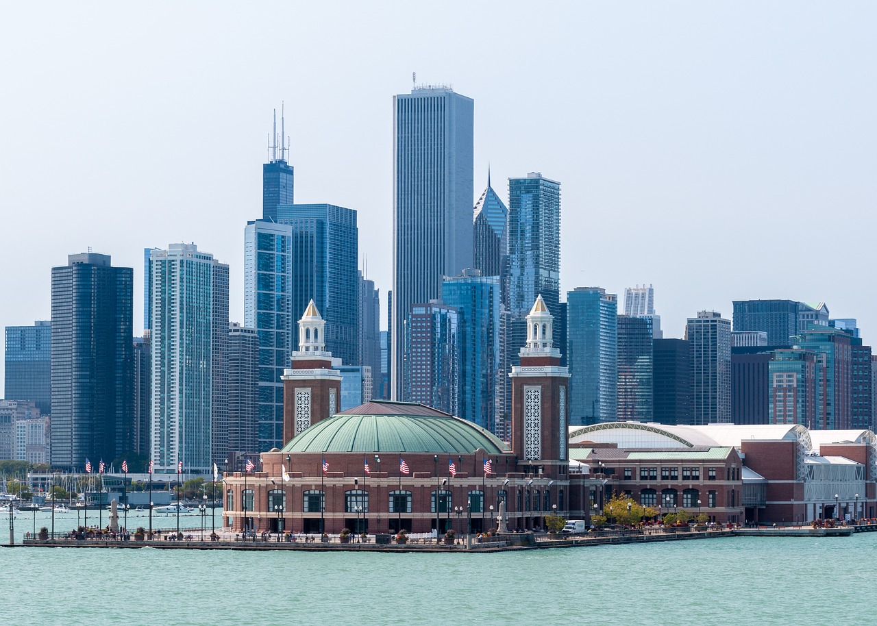 Tvenkinys, Chicago Skyline, Upės Vaizdas, Aukšti Pastatai, Centro, Miesto, Miestas, Ežeras Michiganas, Architektūra, Nemokamos Nuotraukos