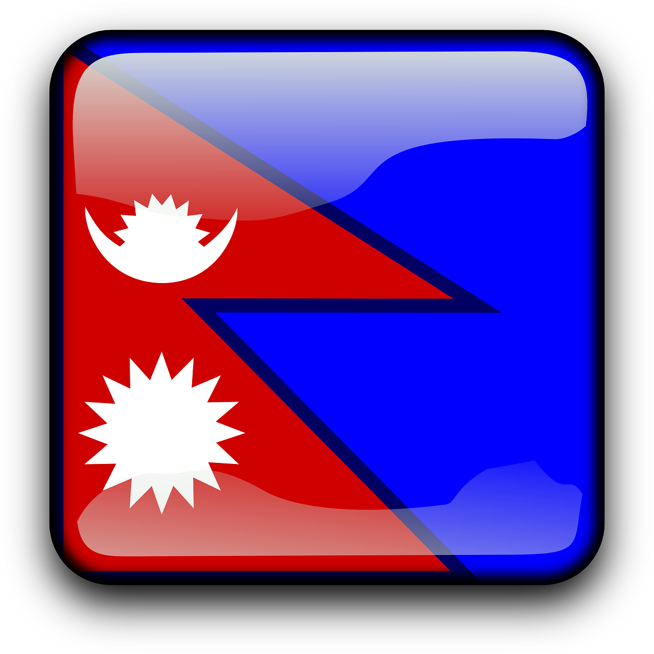 Nepalas, Vėliava, Šalis, Tautybė, Kvadratas, Mygtukas, Blizgus, Nemokama Vektorinė Grafika, Nemokamos Nuotraukos,  Nemokama Licenzija