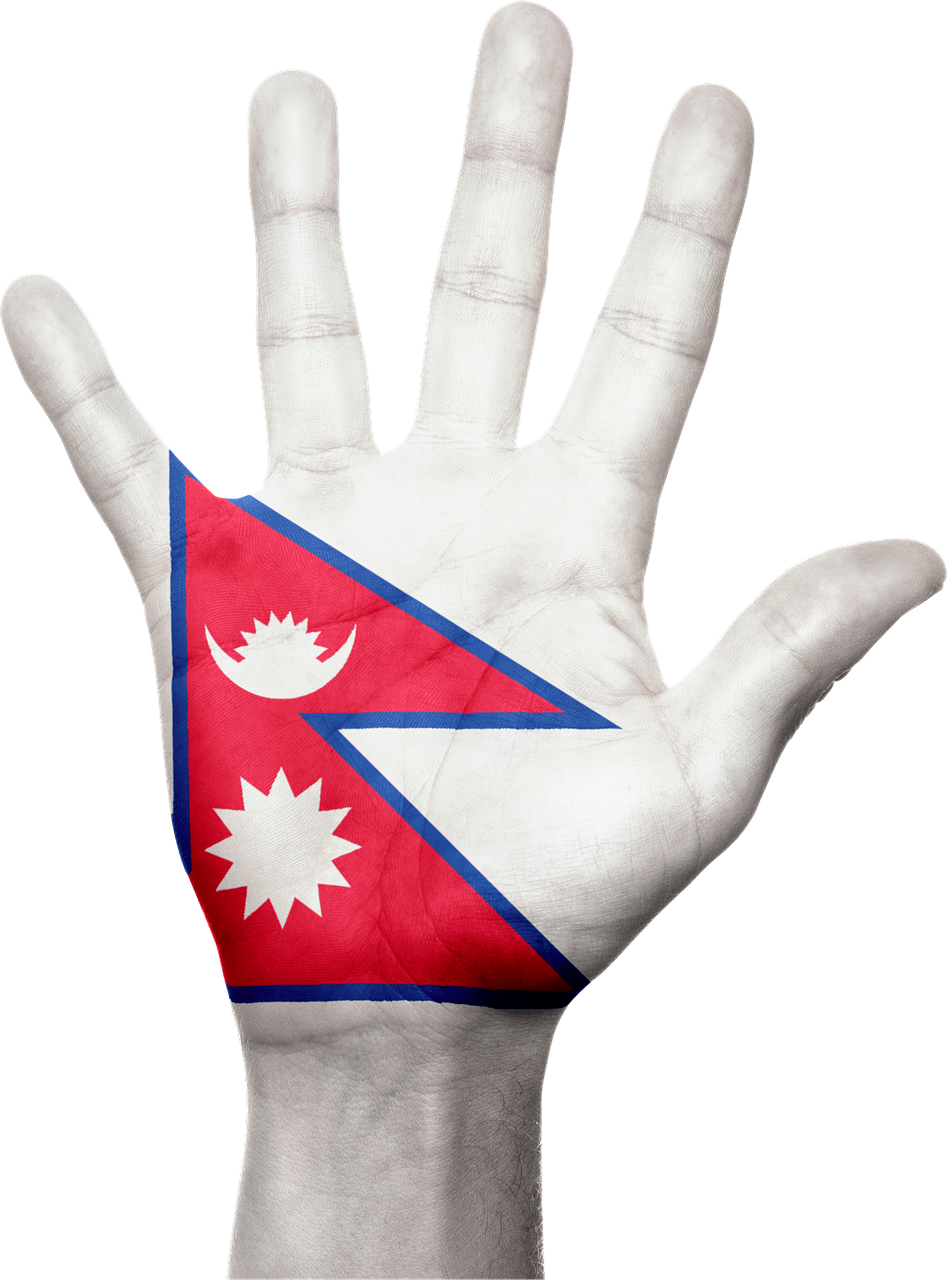 Nepalas, Vėliava, Ranka, Simbolis, Ženklas, Nepalese, Asija, Patriotinis, Patriotizmas, Šalis