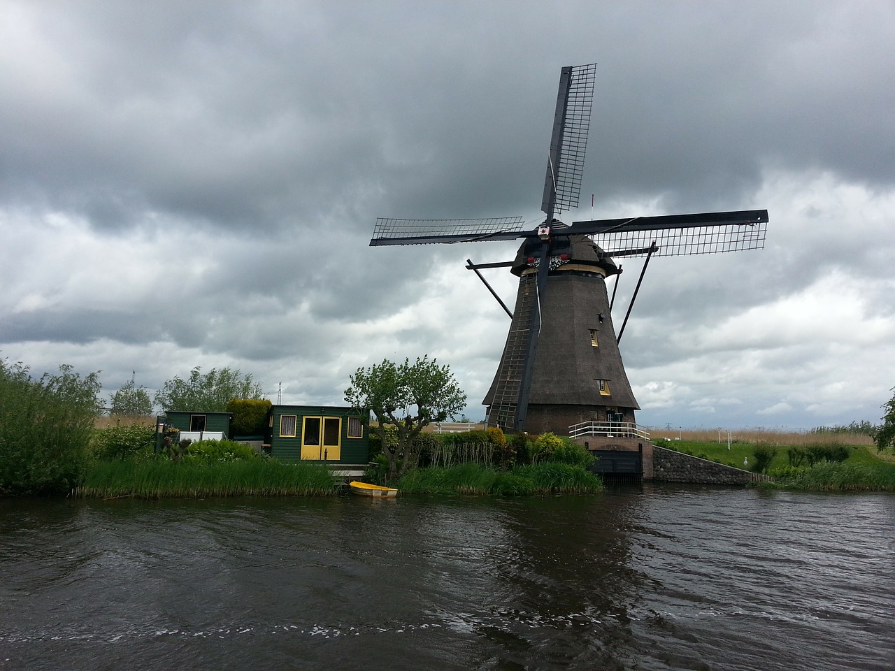 Nyderlandai, Holland, Vėjo Malūnas, Kanalas, Trueb, Vandens Keliai, Vanduo, Malūnas, Kinderdijk, Oro Temperamentas