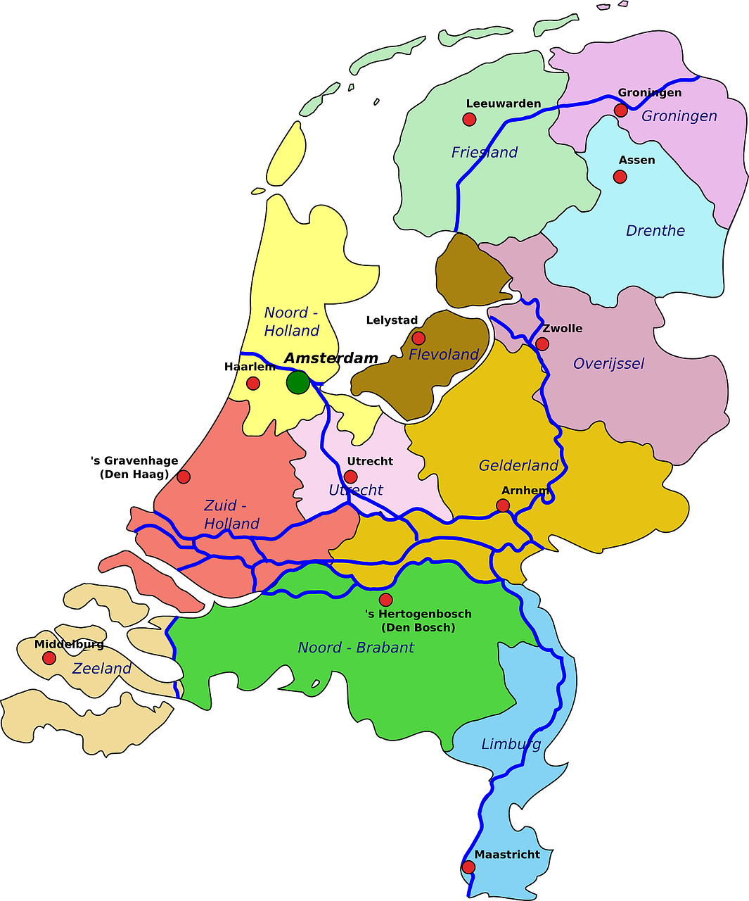 Nyderlandai, Žemėlapis, Geografija, Holland, Politinis, Regionai, Nemokama Vektorinė Grafika, Nemokamos Nuotraukos,  Nemokama Licenzija