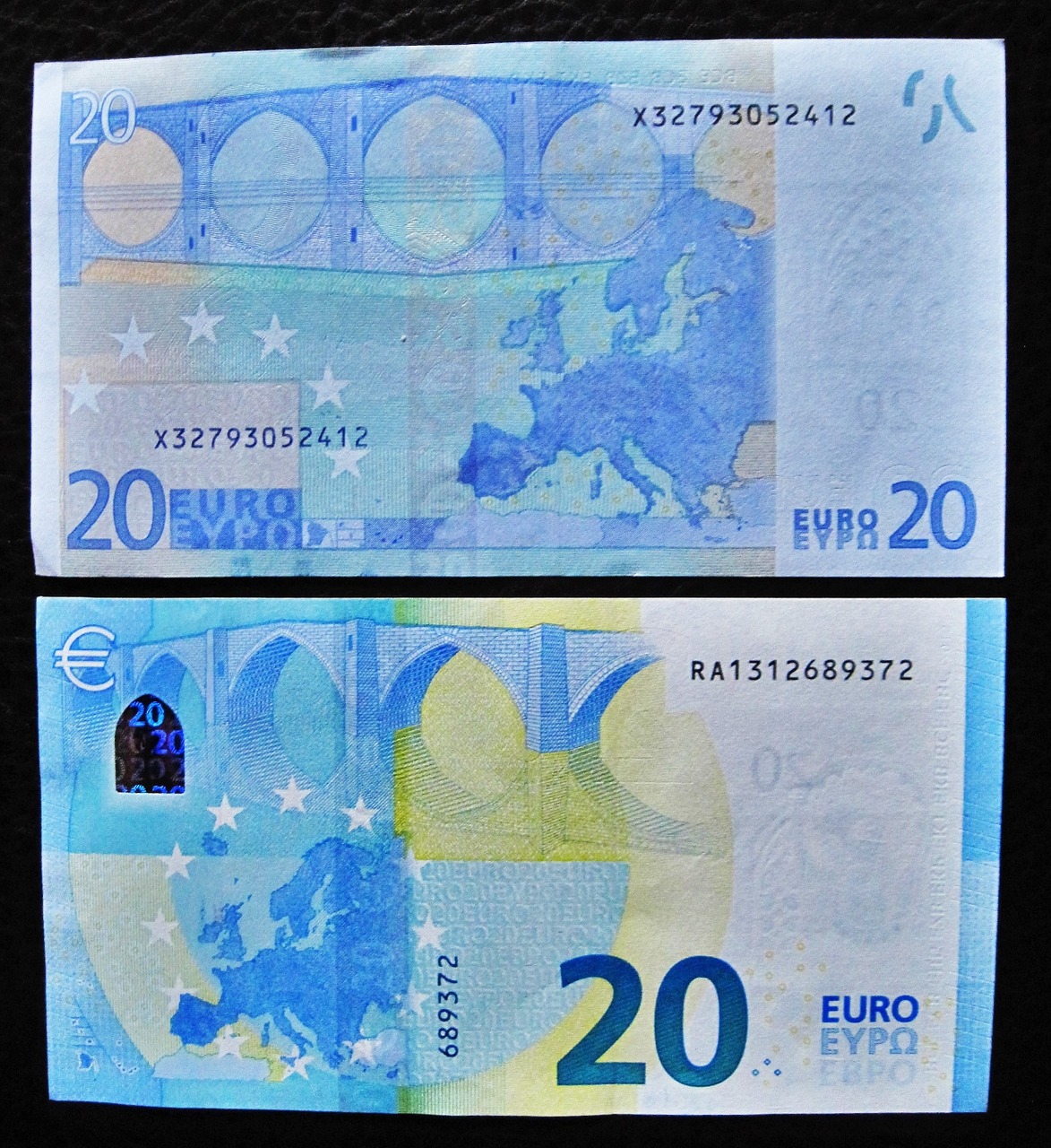 Nauji Ir Seni Dvidešimtys, 20 Eurų, Atgal, Banknotai, 20, Valiuta, Euras, Finansai, Banknotas, Sąskaitą