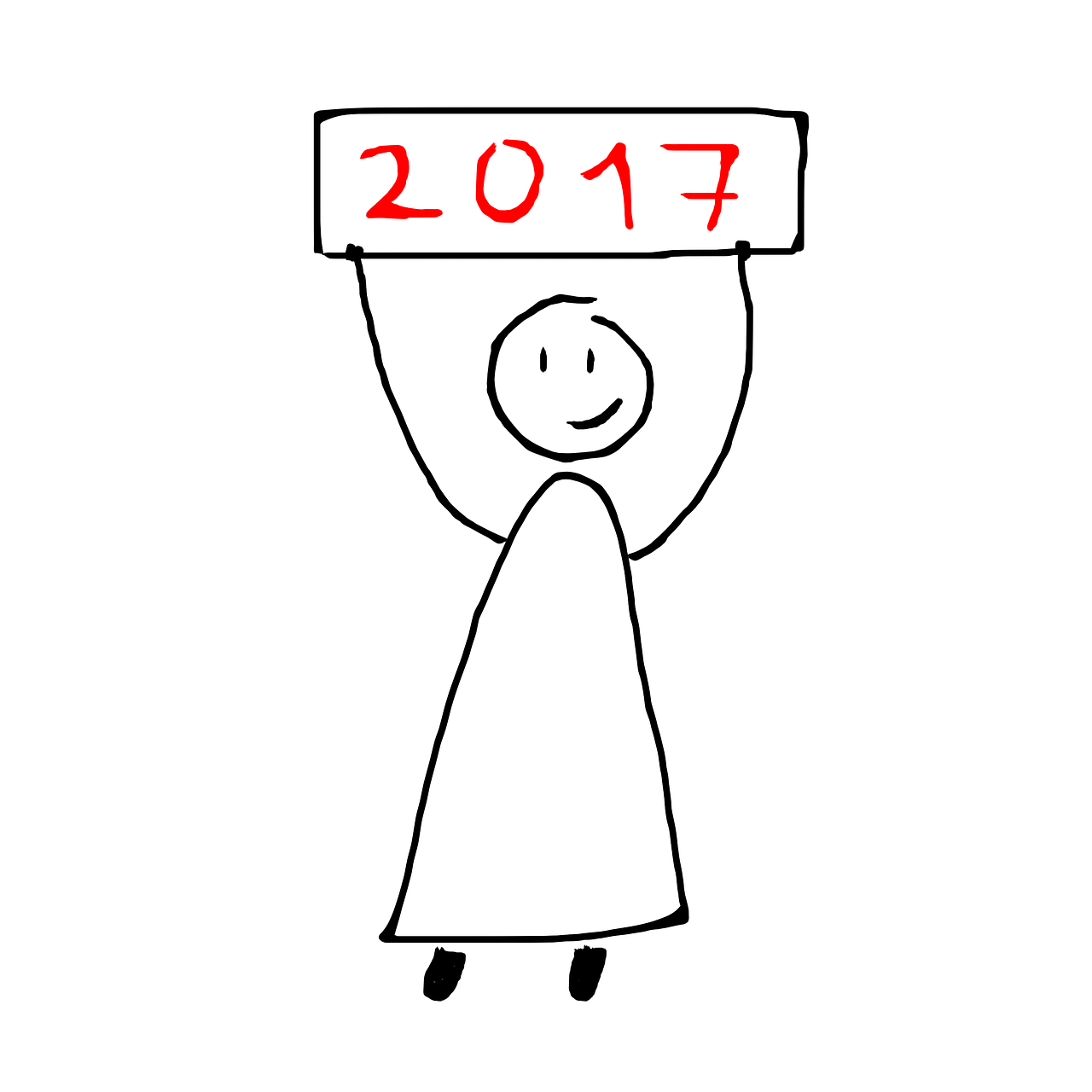 Naujieji Metai, Laimingų Naujųjų Metų, Geri Metai, 2017, Piešimas, Stick Man, Sveikinimai, Nemokamos Nuotraukos,  Nemokama Licenzija