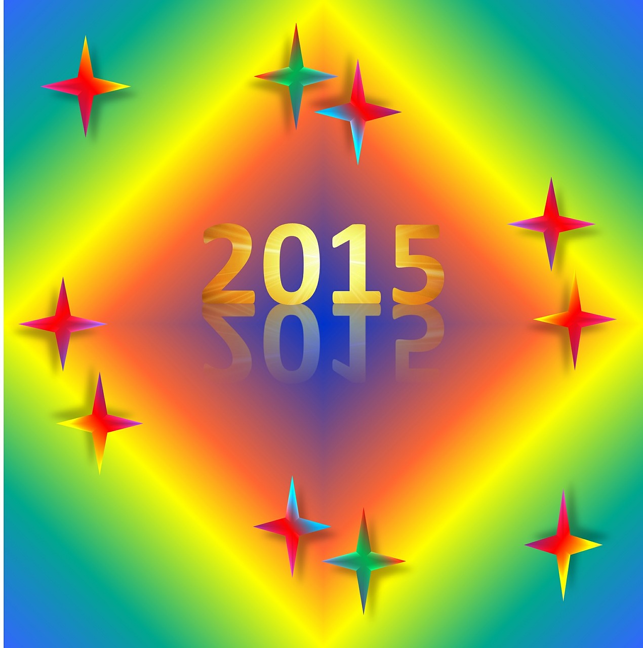 Naujieji Metai, 2015 M., Metai, Auksas, Žvaigždės, Šviesus, Blizgantis, Sausis, Švesti, Vaivorykštė