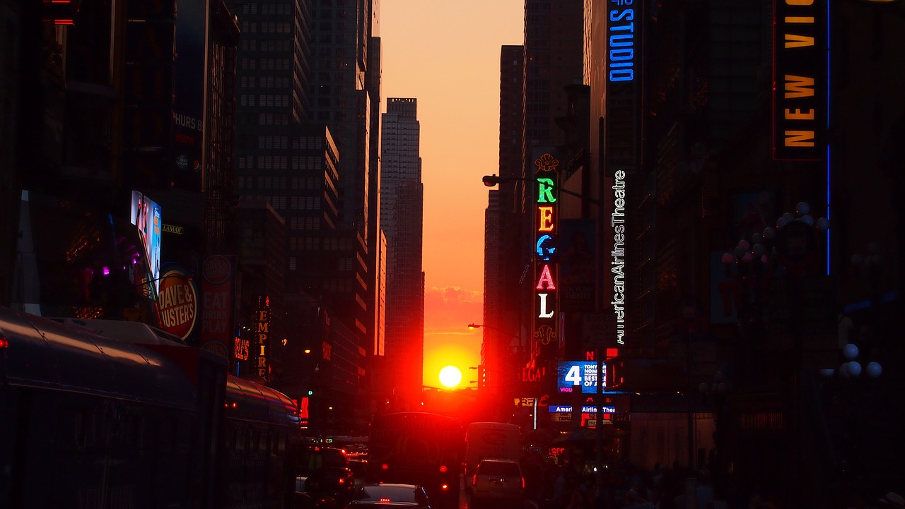 Niujorkas, Manhattanhenge, Saulė, Nemokamos Nuotraukos,  Nemokama Licenzija