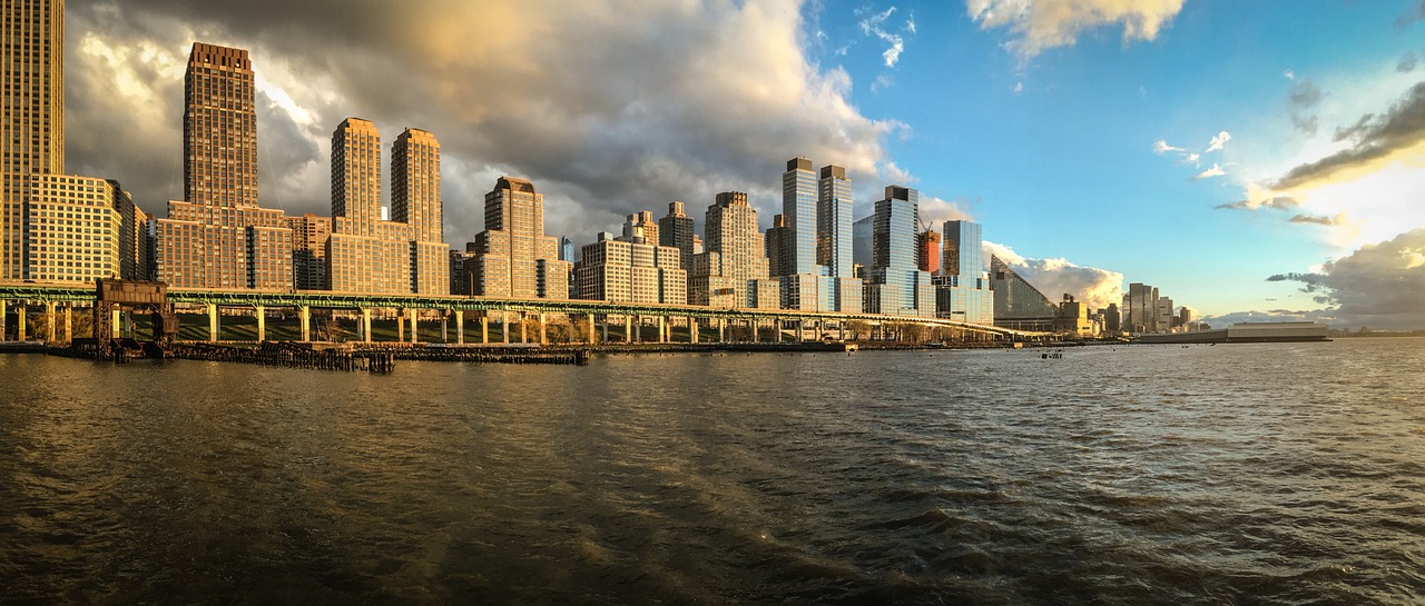 Niujorkas, Hudson, Sk, Panorama, Niujorkas, Upė, Manhatanas, Miestas, New York Skyline, Architektūra