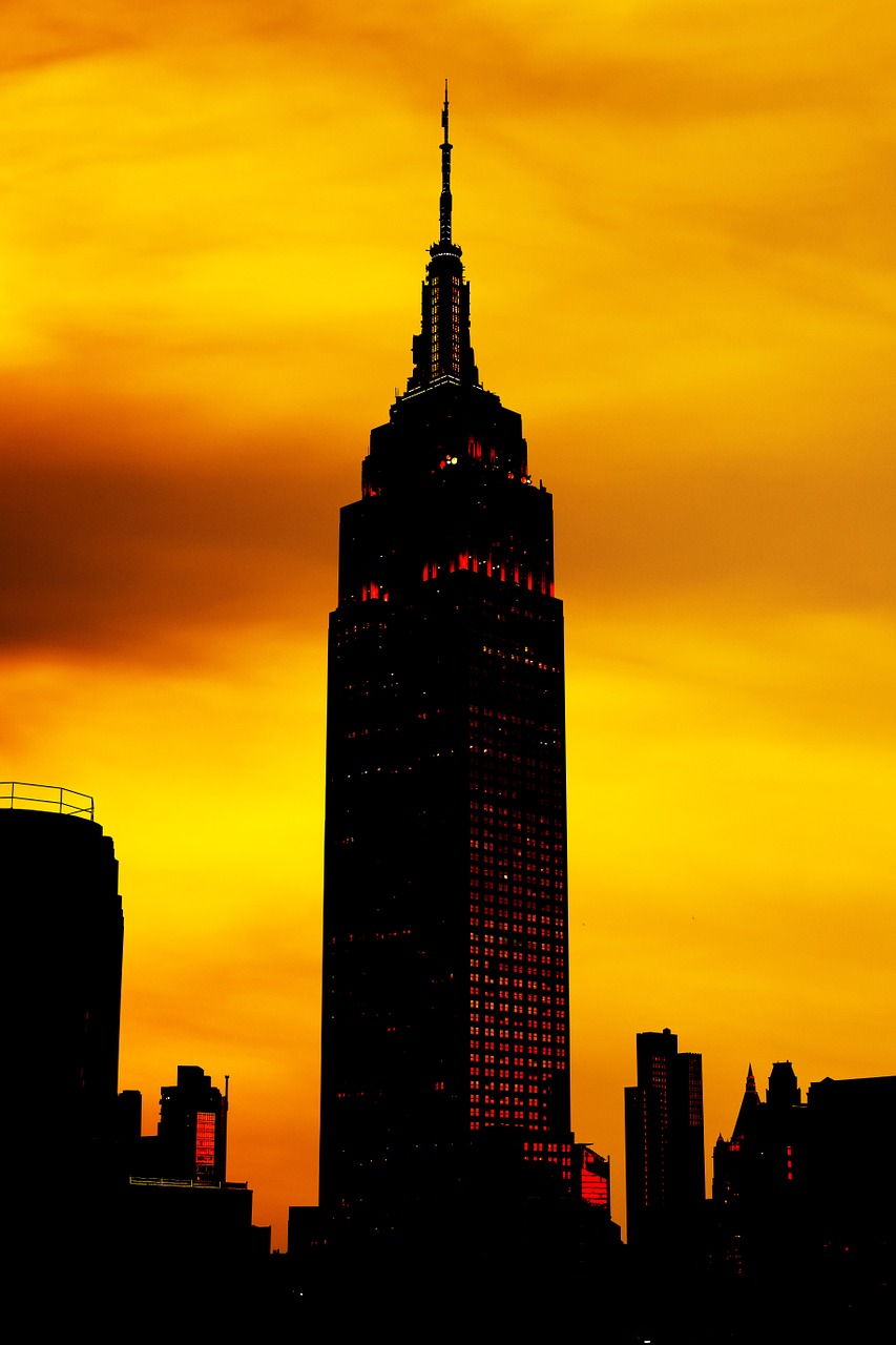 Niujorkas, Miestas, Panorama, Siluetas, Saulėlydis, Niujorkas, Manhatanas, York, Naujas, New York City Skyline