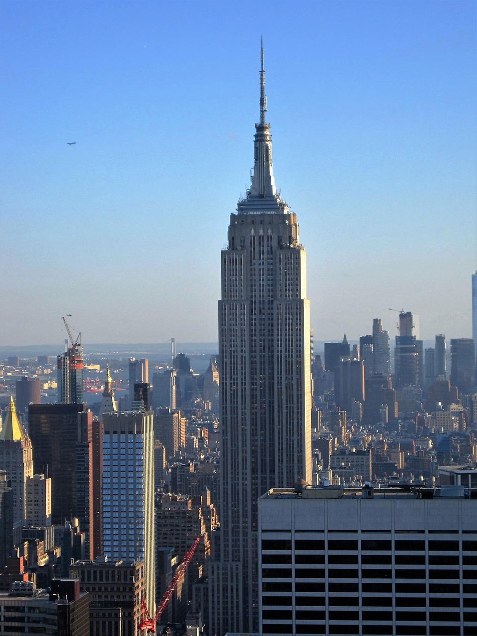 Niujorkas, Imperijos Valstybės Pastatas, Vaizdas Iš Rockefeller Centro, Didelis Obuolys, Miesto Vaizdai, Dangoraižis, Manhatanas, Panorama, Usa, Nyc