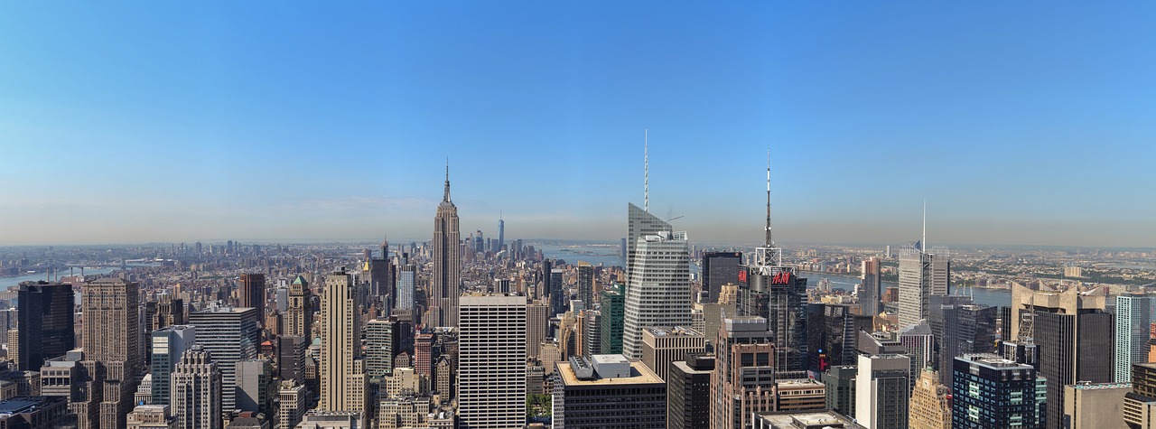 Niujorkas, Panorama, Manhatanas, Nyc, Dangoraižis, Panorama, Dangoraižiai, Ny, Usa, Amerikietis