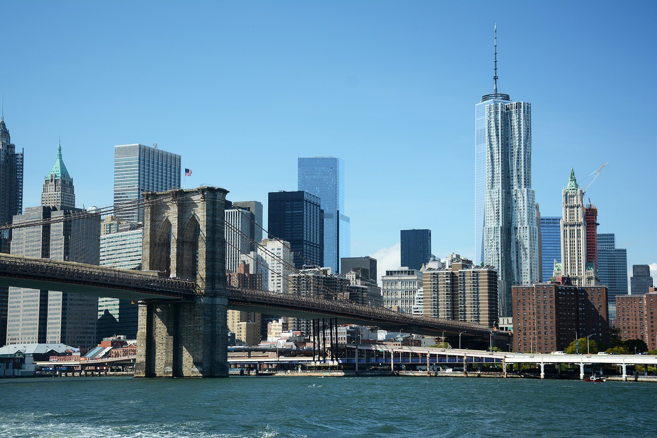 Niujorkas,  Brooklyn,  Tiltas,  Miestovaizdis,  Manhattan,  Bruklino Tiltas,  New York City Skyline,  Miestas,  Nyc,  Waterfront