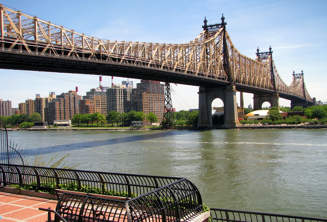 Niujorkas, Ed Koch, Queensborough Bridge, Architektūra, Pastatai, Panorama, Miestas, Miestai, Miesto, Upė
