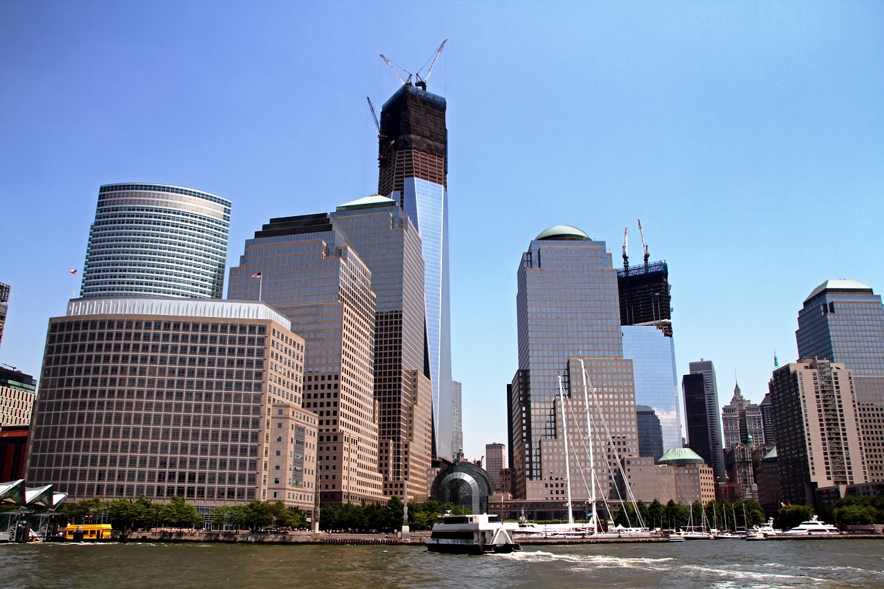 Niujorkas, Panorama, Miestai, Miesto, Upė, Vanduo, Hudson, Dangoraižiai, Pastatai, Architektūra