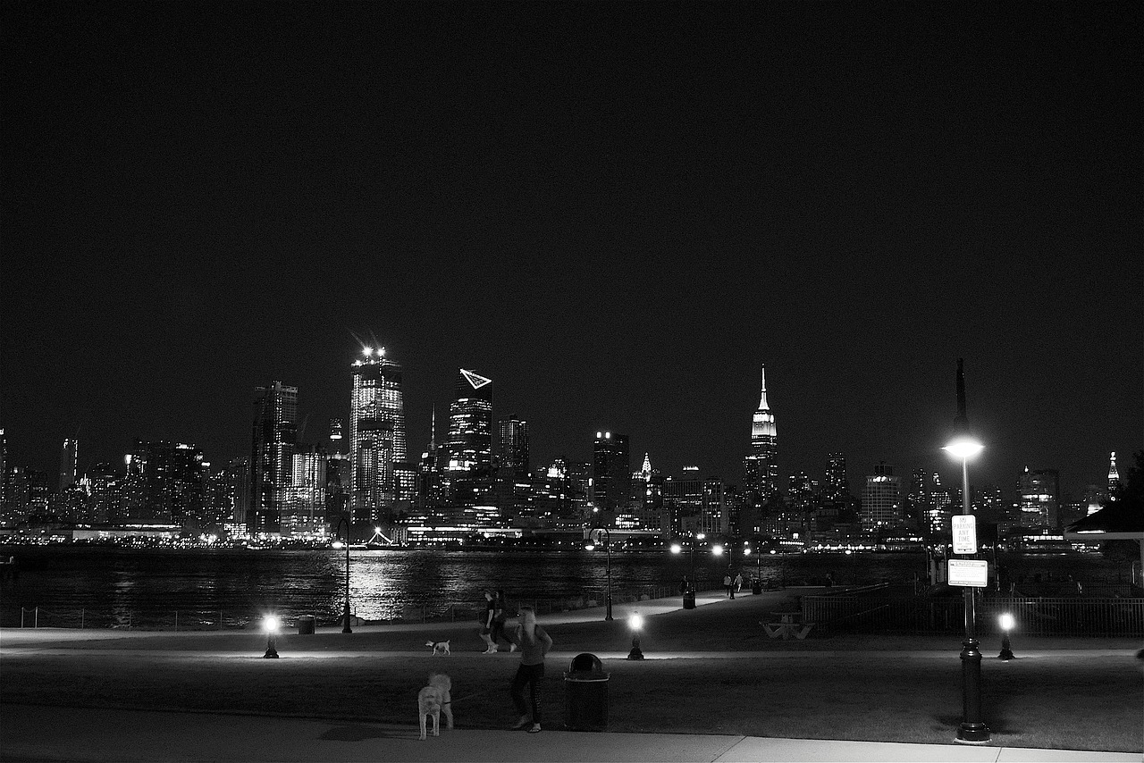 Niujorkas, Panorama, Naktis, New York City Skyline, Miesto, Manhatanas, Miesto Panorama, Pastatas, Architektūra, Dangoraižis