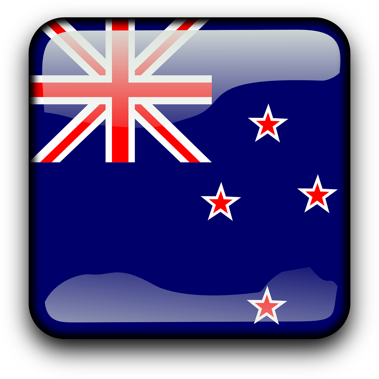 Naujoji Zelandija, Vėliava, Šalis, Tautybė, Kvadratas, Mygtukas, Blizgus, Nemokama Vektorinė Grafika, Nemokamos Nuotraukos,  Nemokama Licenzija
