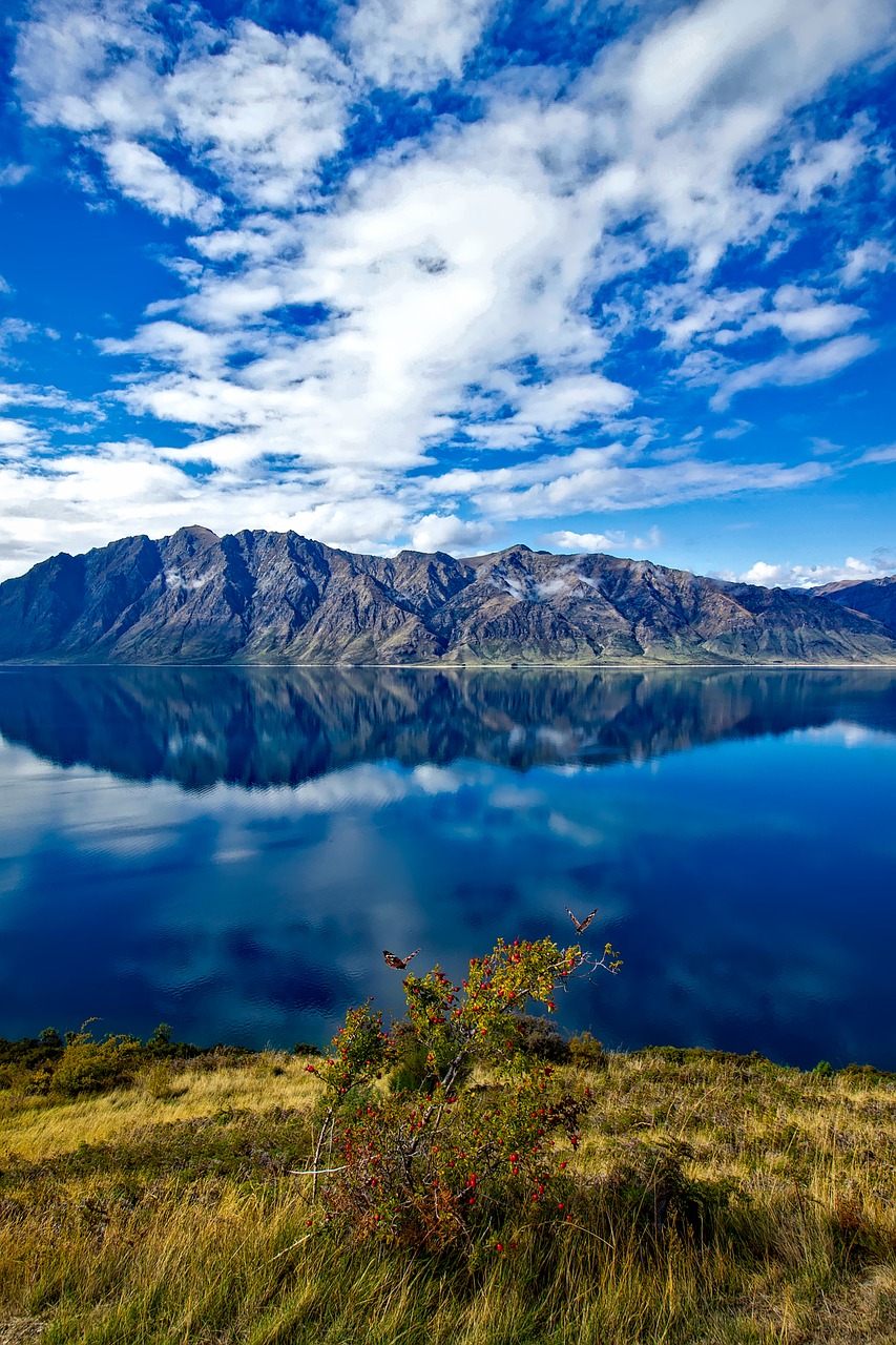 Naujoji Zelandija, Dangus, Debesys, Kalnai, Ežeras, Apmąstymai, Kraštovaizdis, Vaizdingas, Gamta, Lauke