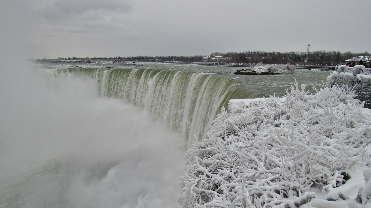 Niagaros Krioklys, Vanduo, Sušaldyta, Žiema, Šaltis, Sniegas, Gamta, Šaltas, Balta, Kraštovaizdis