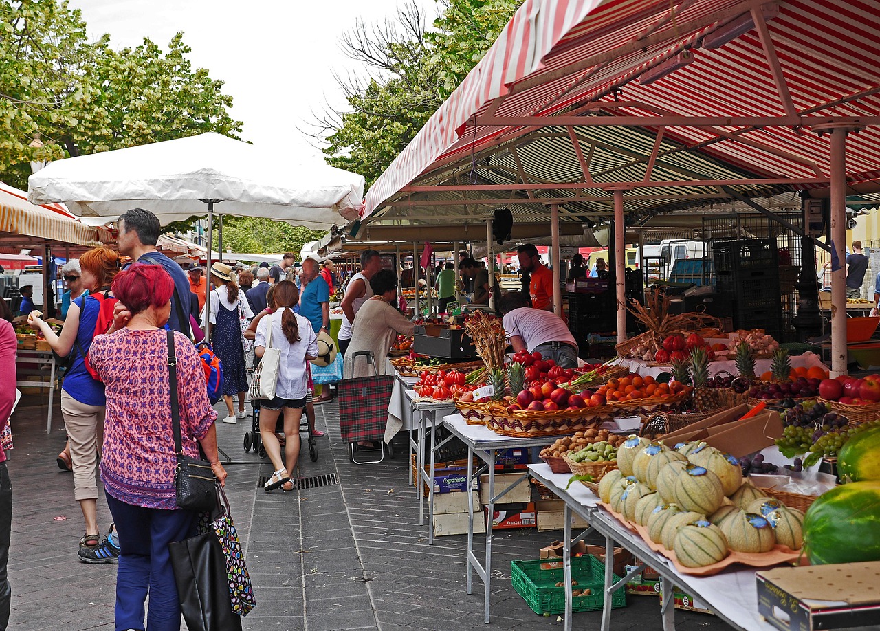 Gražus, Gėlių Rinka, Stendai, Vaisiai, Daržovės, Žinomas, Spalvinga, Į Pietus Nuo Prancūzijos, Côte Dazur, Tipiškas