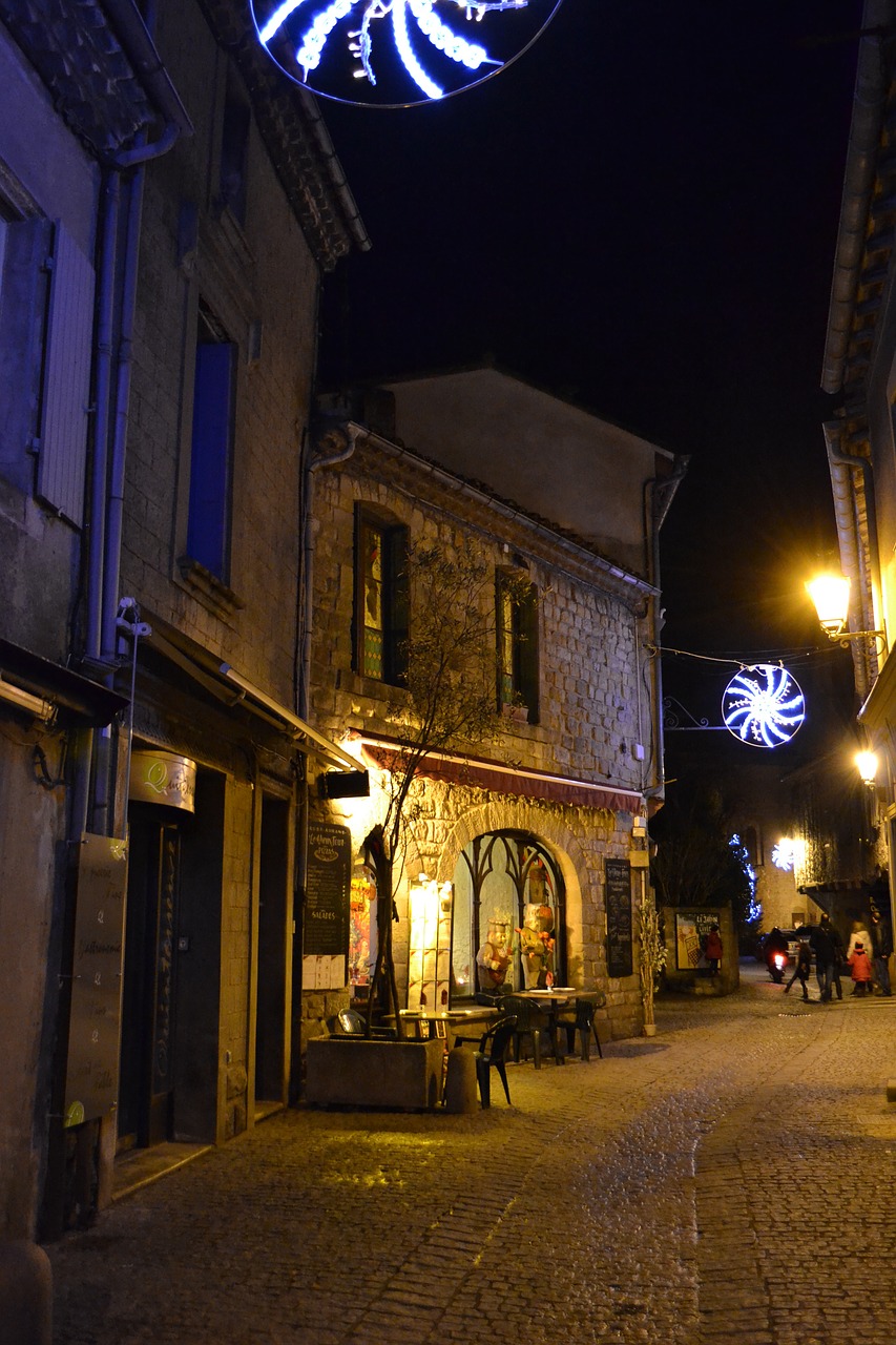 Naktis, Kalėdos, Viduramžių Gatvė, Carcassonne, Girlianda, Viduramžių Miestas, France, Viduramžių, Dangas, Eglė