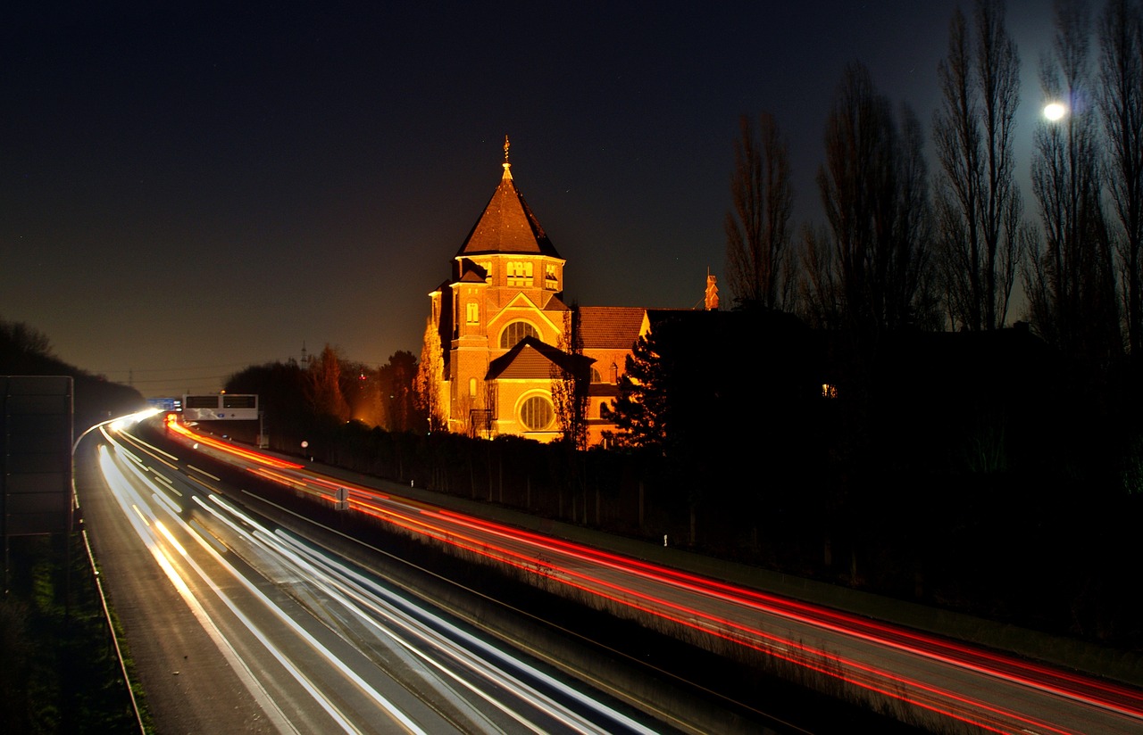 Naktinė Nuotrauka, Greitkelis, Eismas, Naktis, Prožektorius, Žibintai, Taillights, Ilga Ekspozicija, Žiburiai, Automatinis