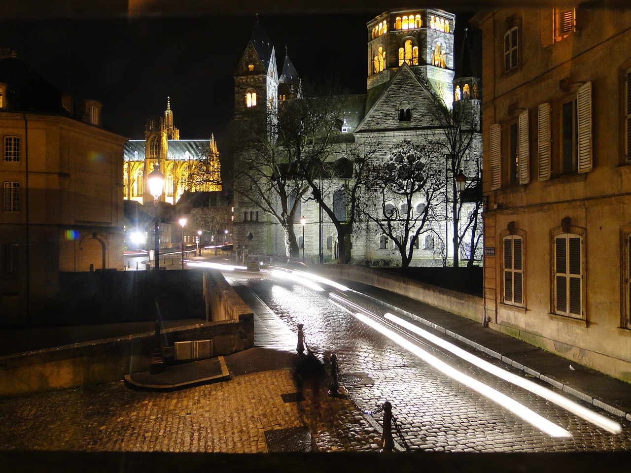 Naktis, Istoriškai, Metz, Katedra, Apšvietimas, Kelias, Žibintai, Atmosfera, Atmosfera, Nemokamos Nuotraukos
