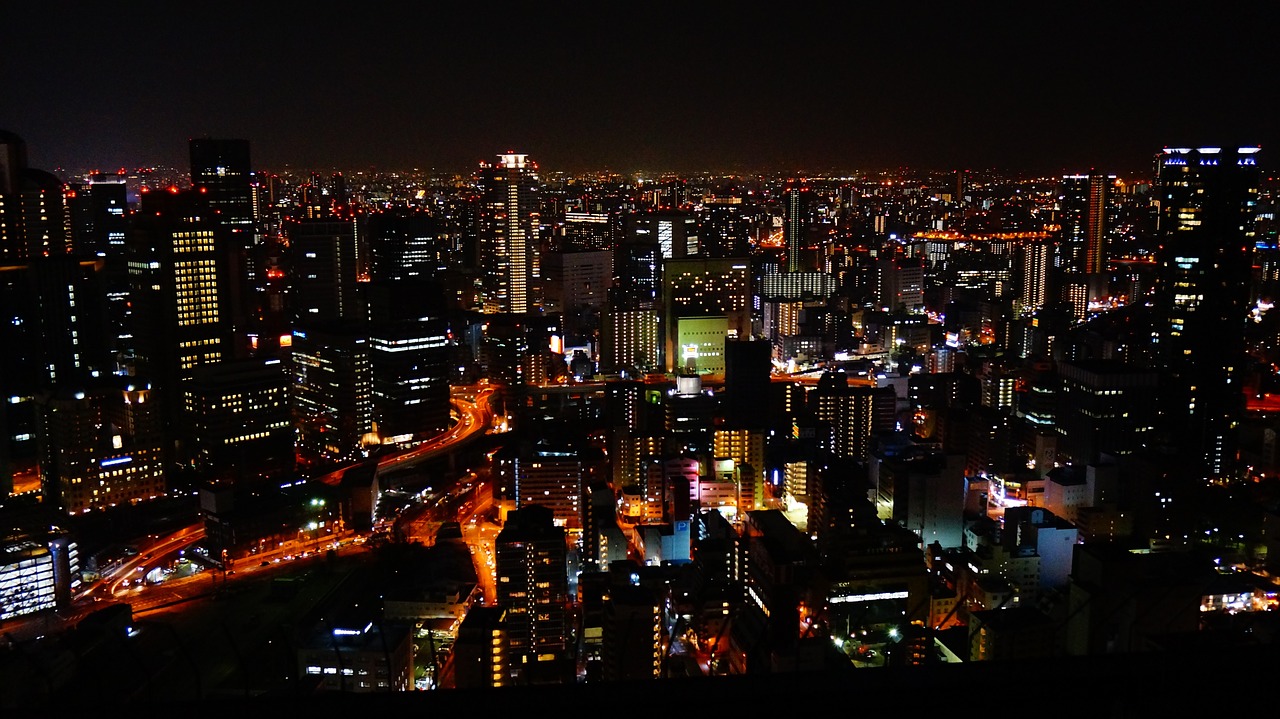 Naktinis Vaizdas, Osaka, Japonija, Dangaus Pastatas, Osako Naktinis Vaizdas, Pastatas, Atmosfera, Naktis, Ai Žinomas, Nemokamos Nuotraukos