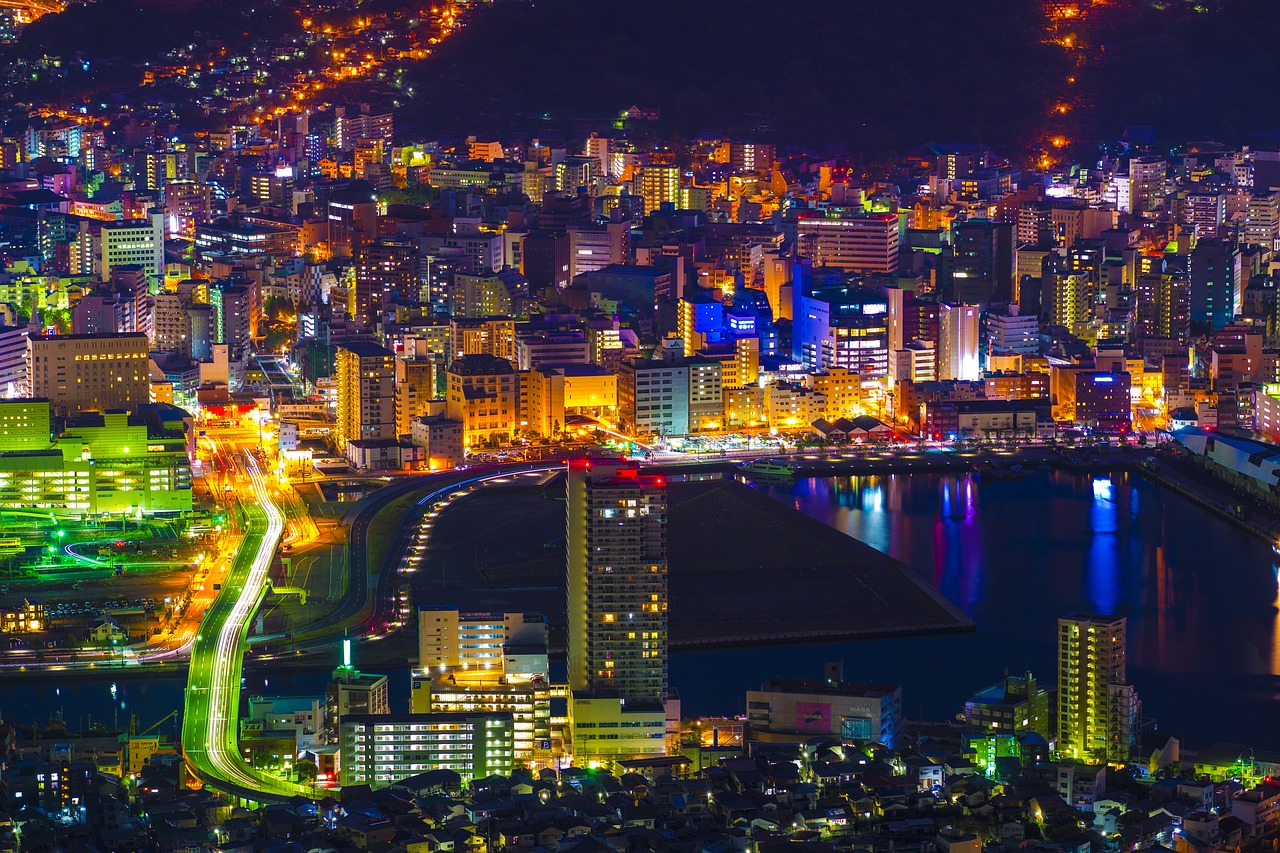 Naktinis Vaizdas, Nagasaki, Japonija, Kyushu, Trys Pagrindiniai Naktiniai Vaizdai Pasaulyje, Panorama, Nemokamos Nuotraukos,  Nemokama Licenzija