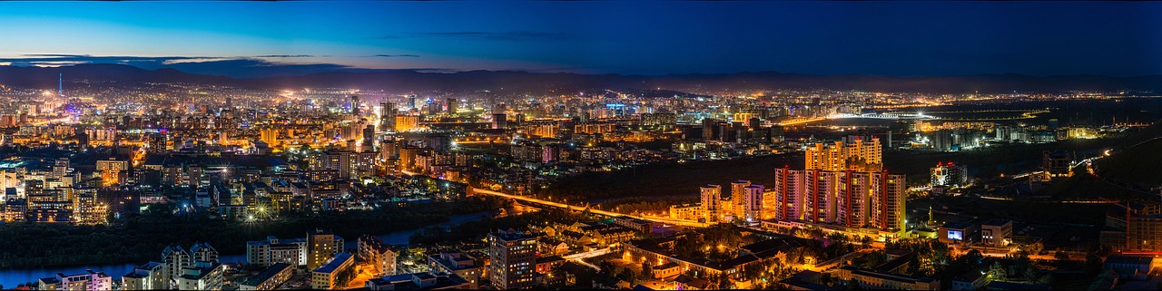 Naktinis Vaizdas, Ulaanbaatar Rytas, Mongolija, Šviesos Miestas, Po Šviesos, Panorama, Nemokamos Nuotraukos,  Nemokama Licenzija