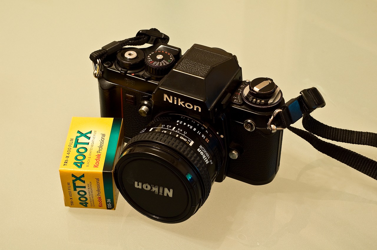 Nikon, F3, Analogas, Filmas, Fotoaparatas, Objektyvas, Retro, Nuotrauka, Senas, Fotoaparatas