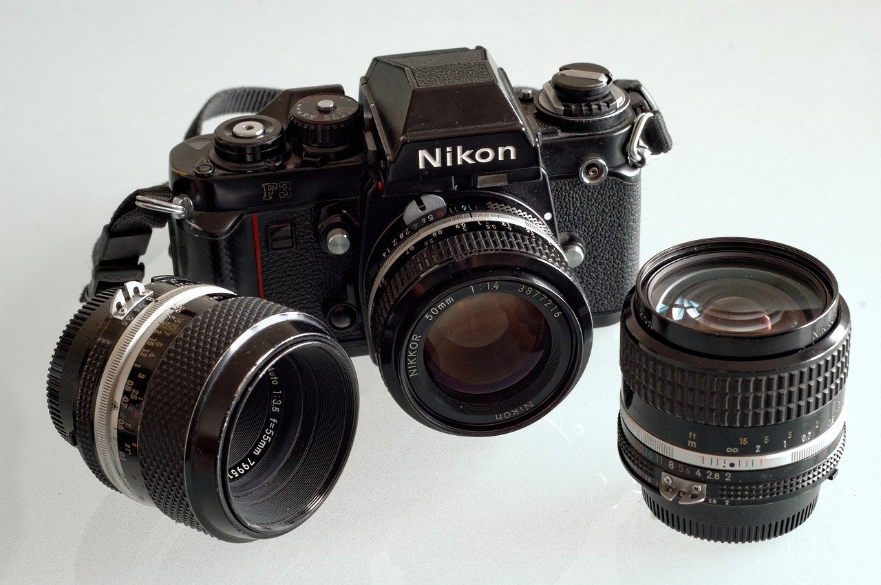 Nikon, F3, Analogas, Filmas, Fotoaparatas, Objektyvas, Retro, Nuotrauka, Senas, Fotoaparatas