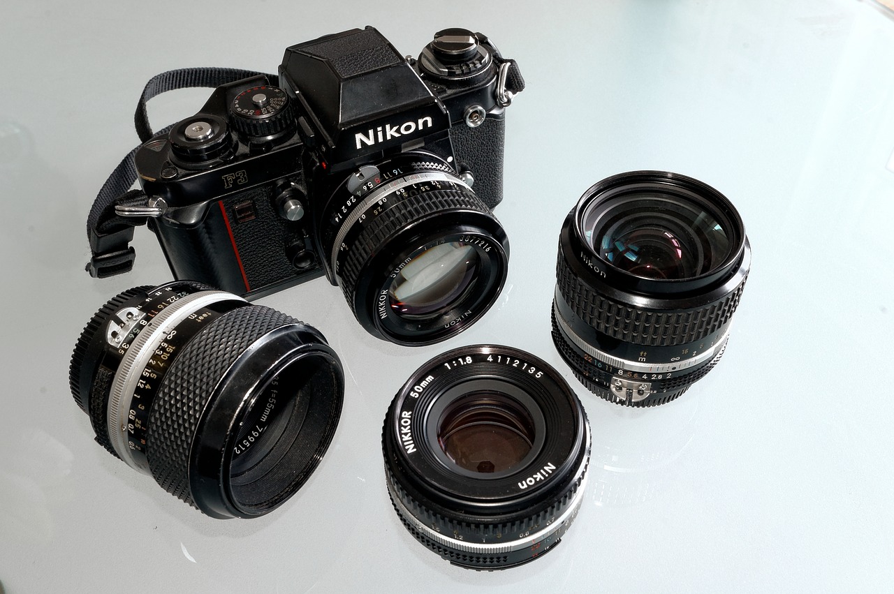 Nikon, F3, Analogas, Filmas, Fotoaparatas, Objektyvas, Retro, Nuotrauka, Senas, Fotoaparatas