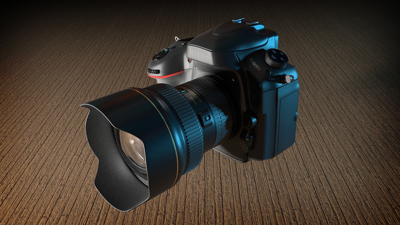 Nikon, Fotoaparatas, Fotografija, Skaitmeninis, Fotoaparatas, Objektyvas, Uždaryti, 3D Modelis, Atvaizdavimas, 3D Modelis