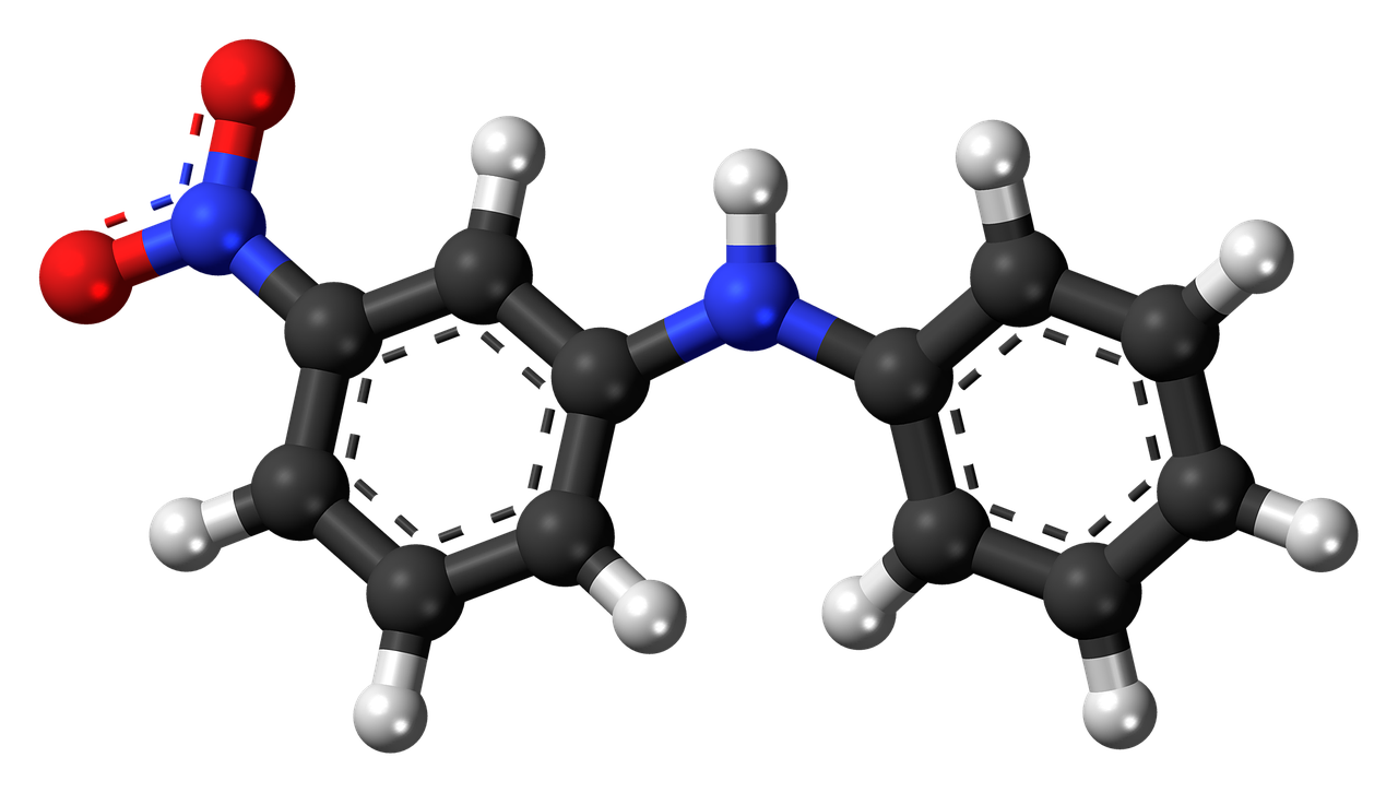 Nitrodifenilaminas,  Molekulė,  Chemija,  Atomai,  Modelis,  Bondings,  Tyrimai,  Junginys,  Aromatiniai, Nemokamos Nuotraukos