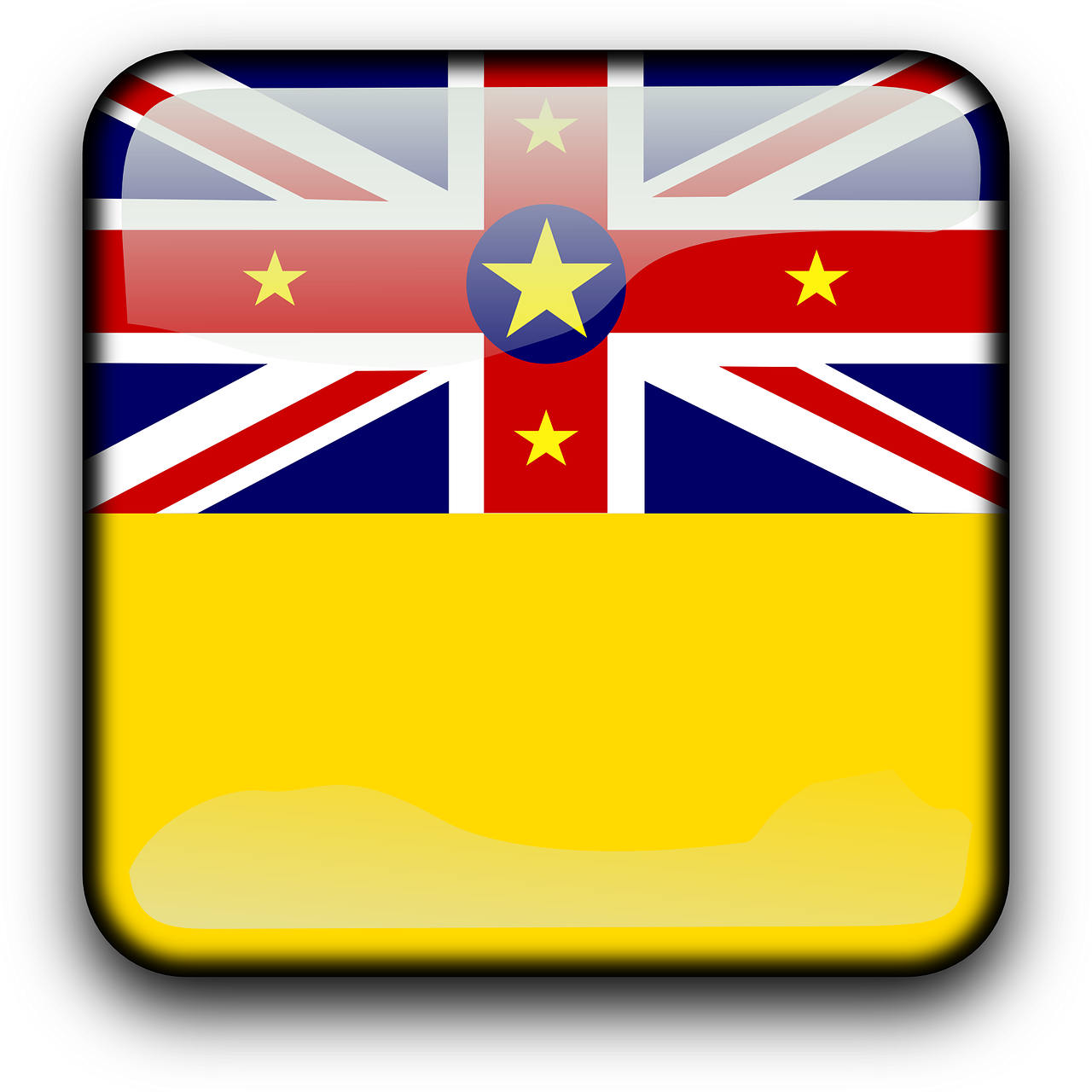 Niue, Vėliava, Šalis, Tautybė, Kvadratas, Mygtukas, Blizgus, Nemokama Vektorinė Grafika, Nemokamos Nuotraukos,  Nemokama Licenzija