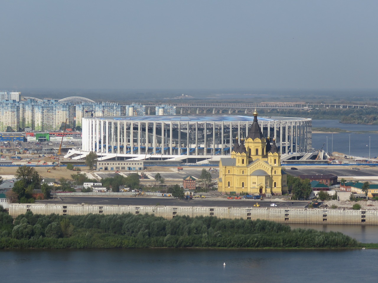 Nizhniy Novgorod, Bažnyčia, Šventykla, Aleksandro Nevskio Katedra, Volga, Oka, Stadionas, Statyba, Upė, Dahl