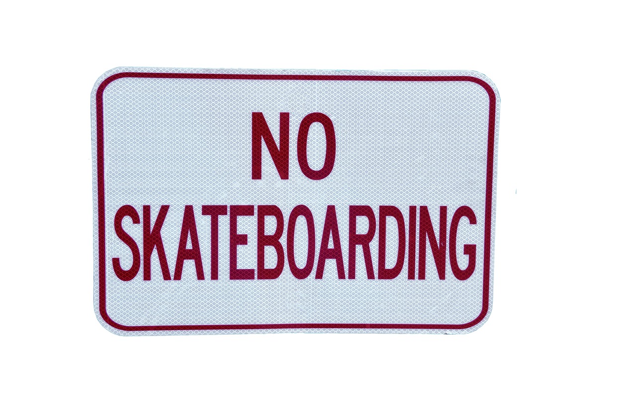 Ne Skateboarding, Ženklas, Ženklai, Įspėjimas, Izoliuotas, Fonas, Riedlentė, Važinėjimas Riedlente, Draudžiama, Draudžiama