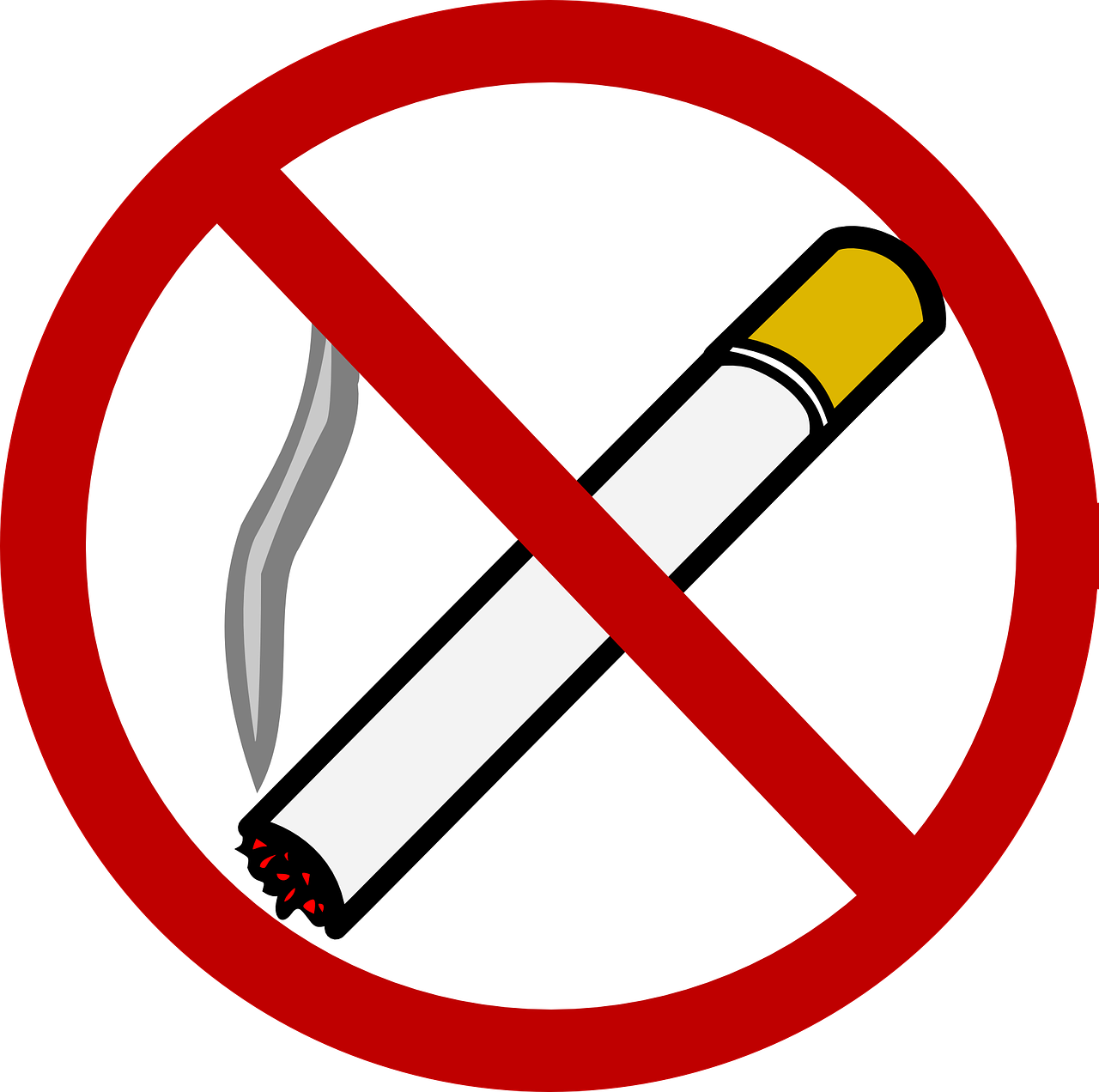 Nerūkyti, Ženklas, Simbolis, Cigarečių, Nesveika, Tarša, Tabakas, Sustabdyti, Draudžiama, Nemokama Vektorinė Grafika