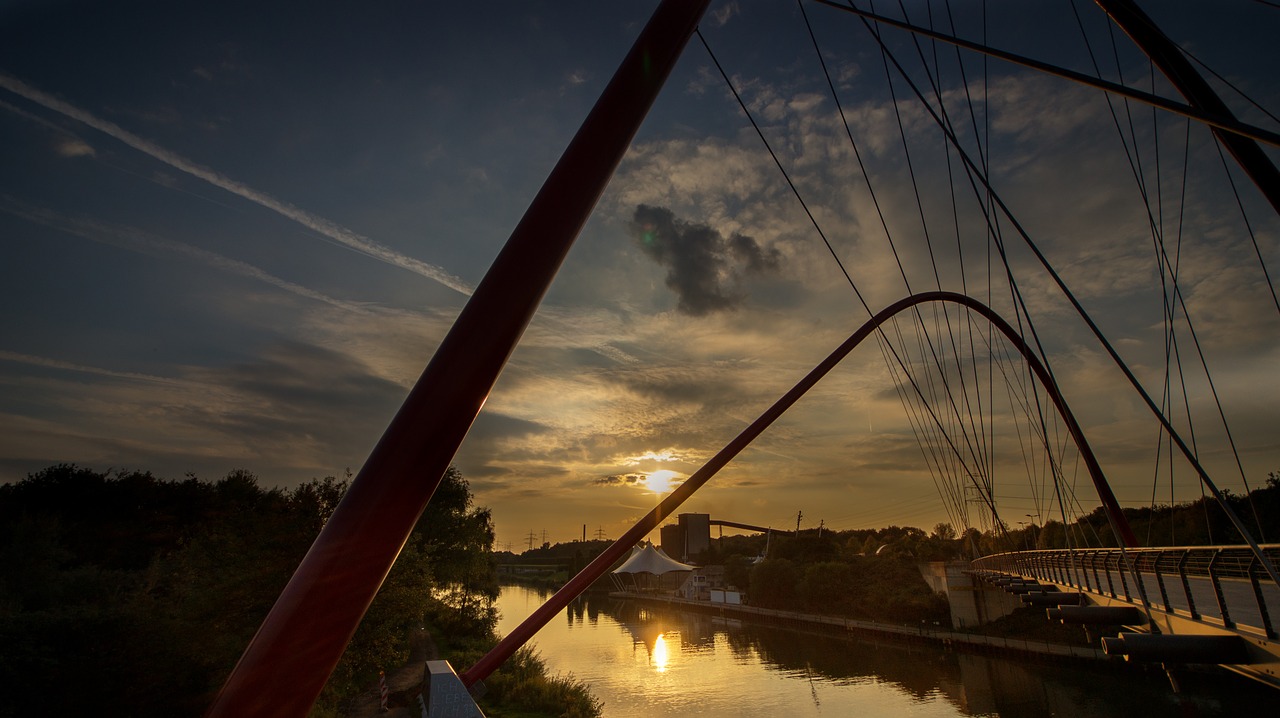 Nordsternpark, Gelsenkirchen, Rhine Herne Kanalas, Nordstern Tiltas, Dusk, Ruhr Area, Vietos Poilsis, Tiltas, Nemokamos Nuotraukos,  Nemokama Licenzija