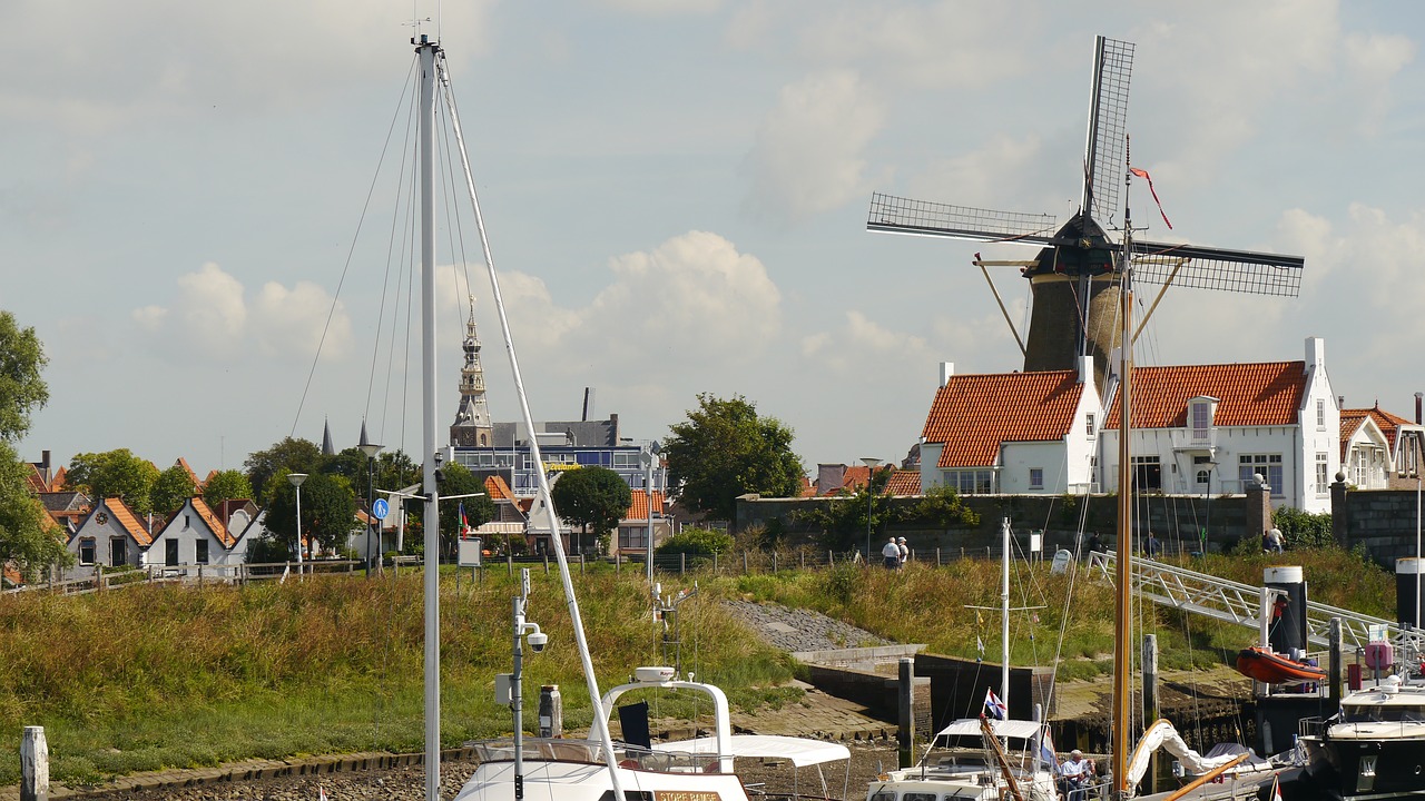 Šiaurės Jūra, Zeeland, Marina, Veere, Vėjo Malūnas, Nemokamos Nuotraukos,  Nemokama Licenzija