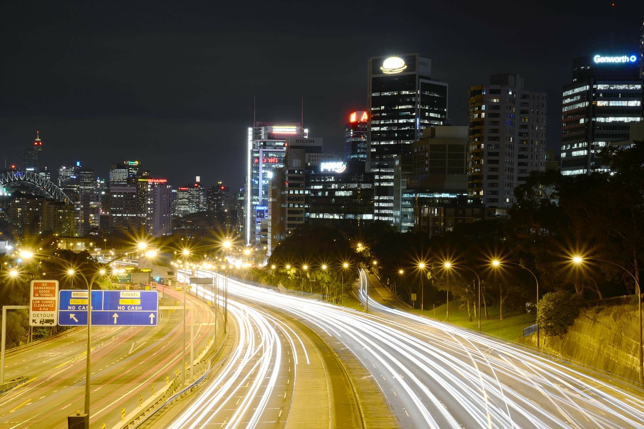 Šiaurės Sidnėjus, Australia, Greitkelis, Uosto Tiltas, Naktis, Eismas, Žibintai, Automobiliai, Nemokamos Nuotraukos,  Nemokama Licenzija