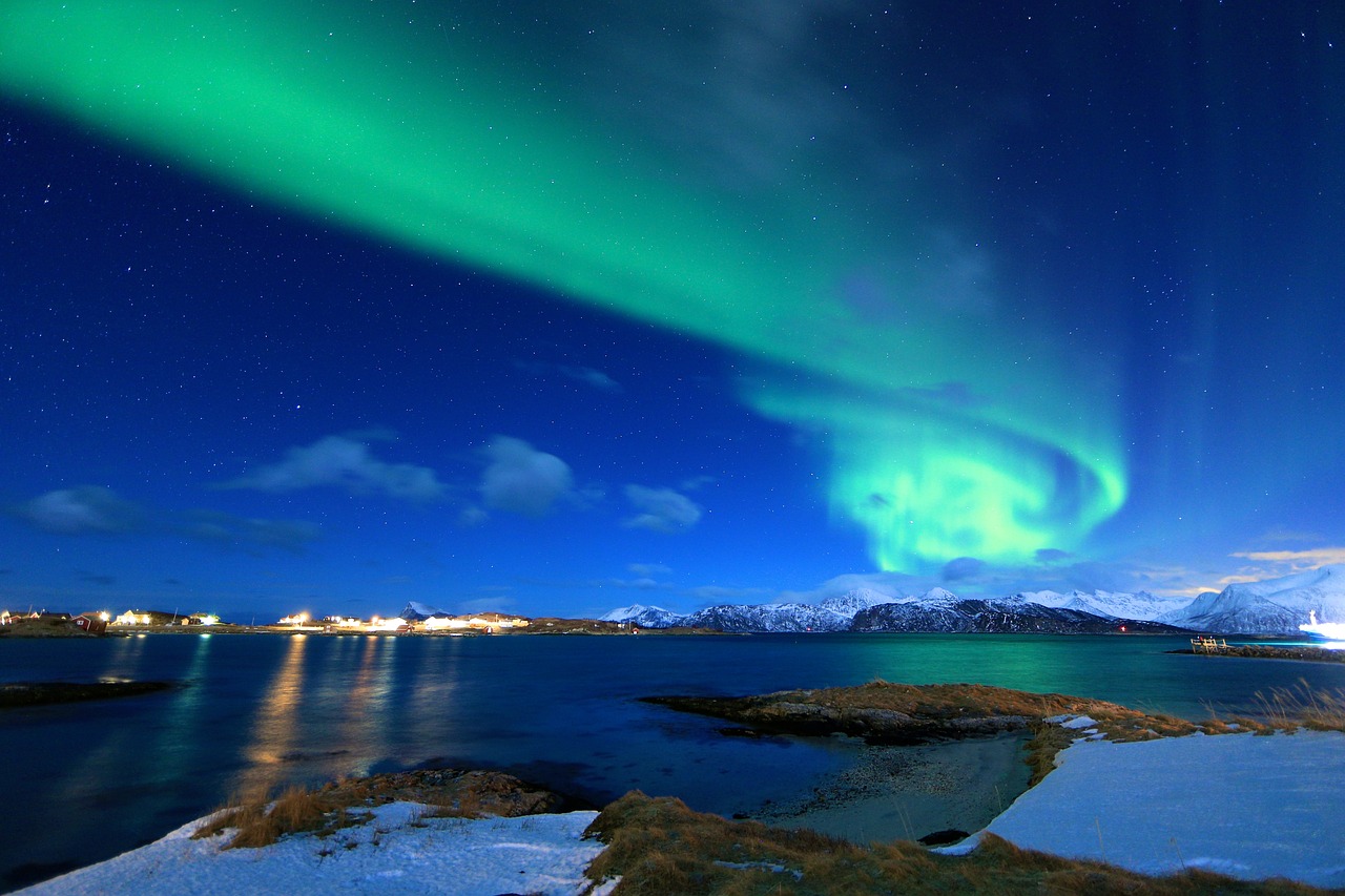 Šiaurės Pašvaistė, Norvegija, Arktinė, Borealis, Žalias, Žiema, Kraštovaizdis, Skandinavija, Tromso, Nemokamos Nuotraukos